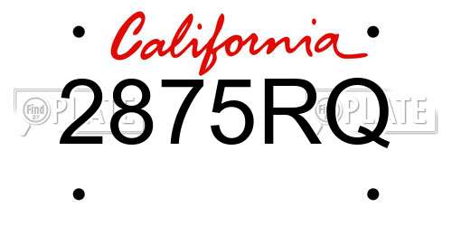 2875RQ California License Plate
