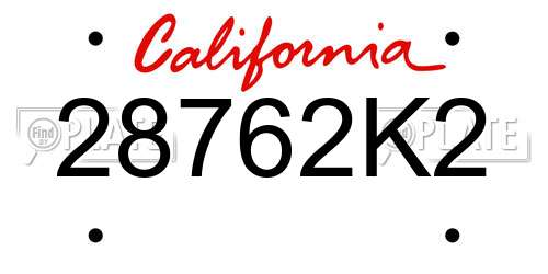 28762K2 California License Plate