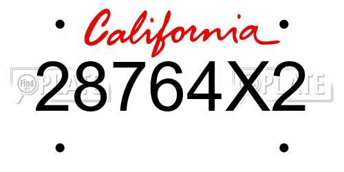 28764X2 California License Plate