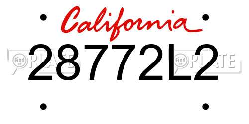 28772L2 California License Plate