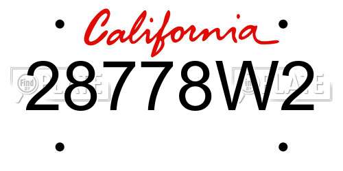 28778W2 California License Plate