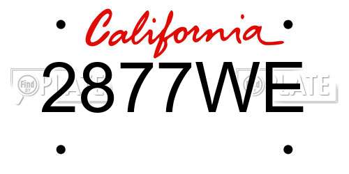 2877WE California License Plate