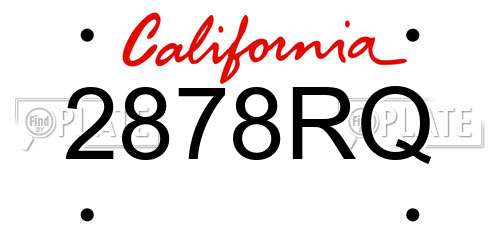 2878RQ California License Plate