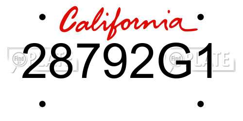 28792G1 California License Plate