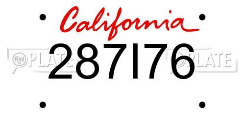 287I76 California License Plate