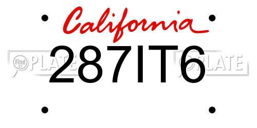 287IT6 California License Plate