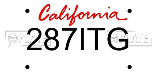 287ITG California License Plate