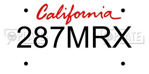 287MRX California License Plate
