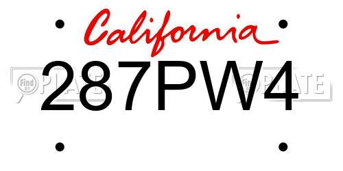287PW4 California License Plate