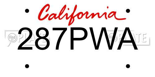 287PWA California License Plate