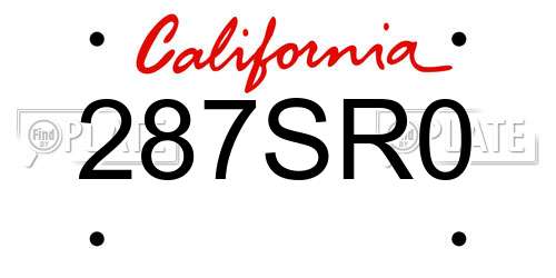 287SR0 California License Plate