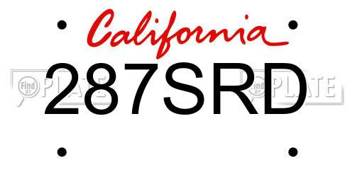 287SRD California License Plate