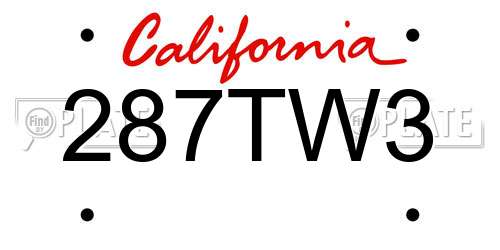 287TW3 California License Plate