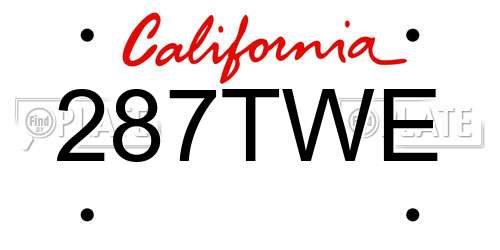 287TWE California License Plate