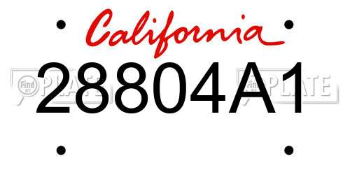 28804A1 California License Plate