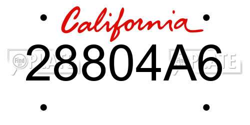 28804A6 California License Plate