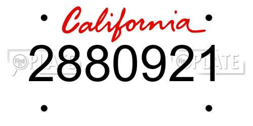 2880921 California License Plate