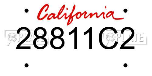 28811C2 California License Plate