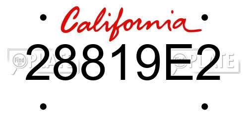 28819E2 California License Plate