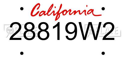 28819W2 California License Plate