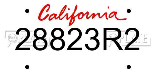 28823R2 California License Plate
