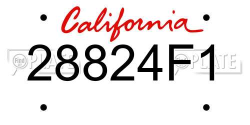 28824F1 California License Plate