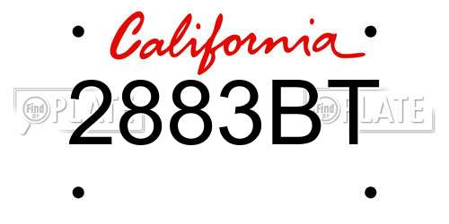 2883BT California License Plate