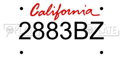 2883BZ California License Plate
