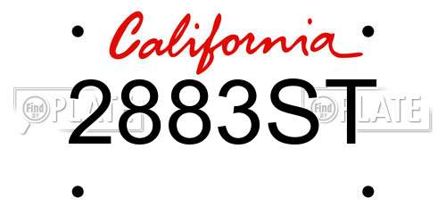 2883ST California License Plate