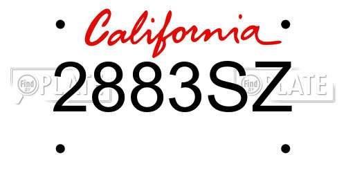 2883SZ California License Plate