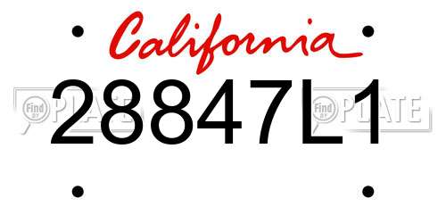 28847L1 California License Plate