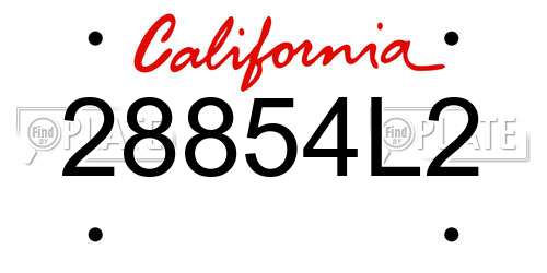 28854L2 California License Plate