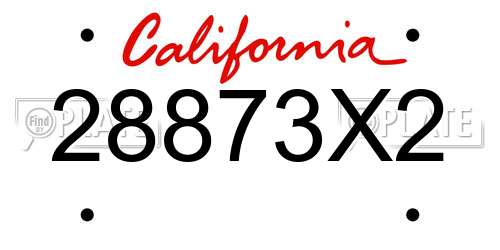 28873X2 California License Plate