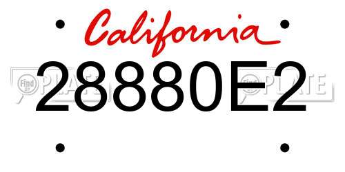 28880E2 California License Plate