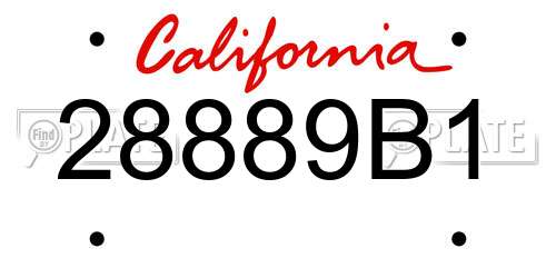 28889B1 California License Plate