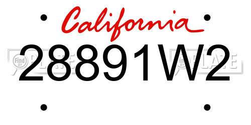 28891W2 California License Plate