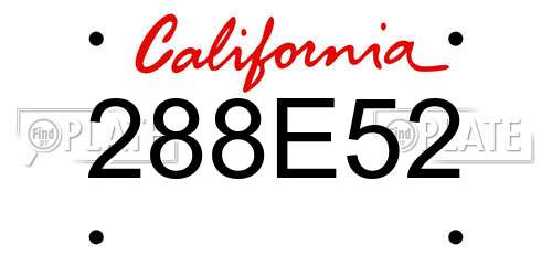288E52 California License Plate