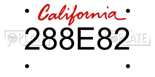 288E82 California License Plate