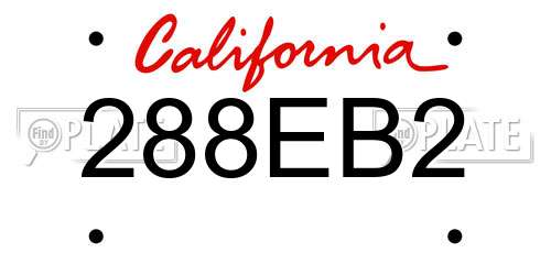 288EB2 California License Plate