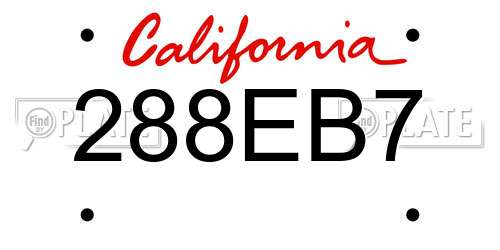 288EB7 California License Plate