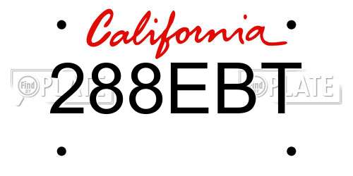 288EBT California License Plate