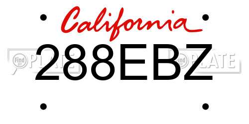 288EBZ California License Plate