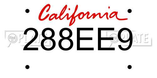 288EE9 California License Plate