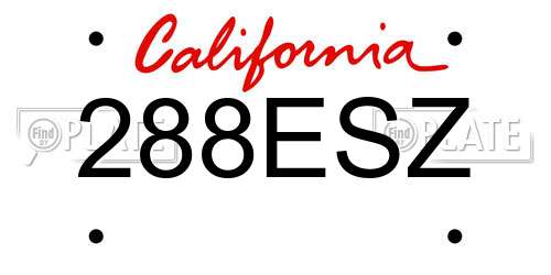 288ESZ California License Plate