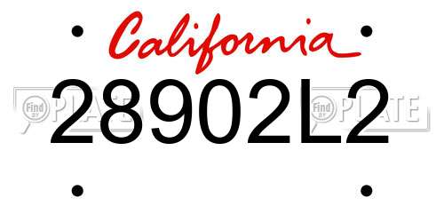 28902L2 California License Plate
