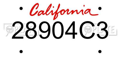 28904C3 California License Plate
