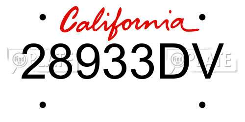 28933DV California License Plate