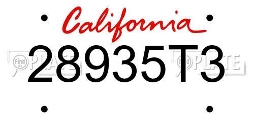28935T3 California License Plate