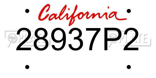 28937P2 California License Plate