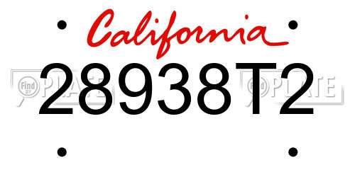 28938T2 California License Plate